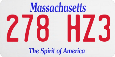MA license plate 278HZ3