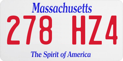 MA license plate 278HZ4