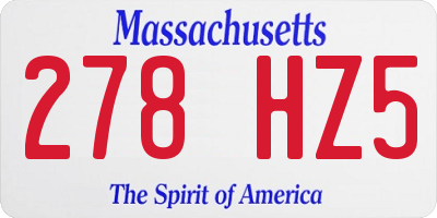 MA license plate 278HZ5