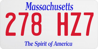 MA license plate 278HZ7