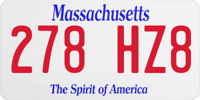 MA license plate 278HZ8