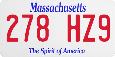 MA license plate 278HZ9