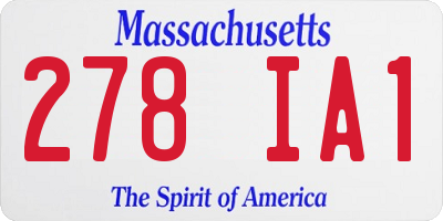 MA license plate 278IA1