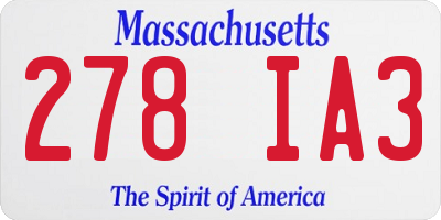 MA license plate 278IA3
