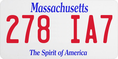 MA license plate 278IA7