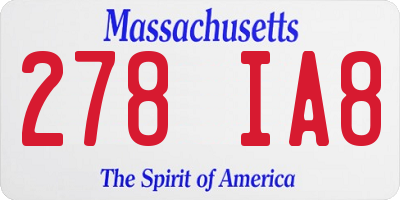 MA license plate 278IA8