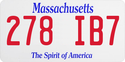 MA license plate 278IB7