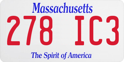 MA license plate 278IC3