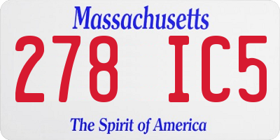 MA license plate 278IC5