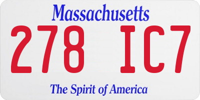 MA license plate 278IC7