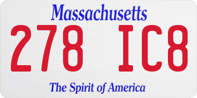 MA license plate 278IC8