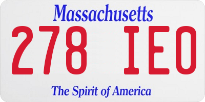 MA license plate 278IE0