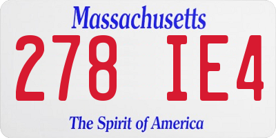 MA license plate 278IE4