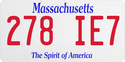MA license plate 278IE7
