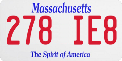 MA license plate 278IE8