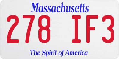 MA license plate 278IF3