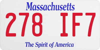 MA license plate 278IF7