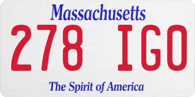 MA license plate 278IG0