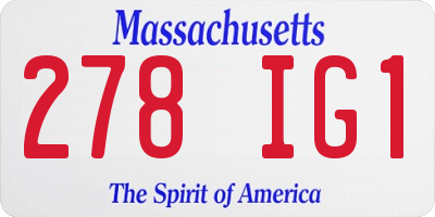 MA license plate 278IG1