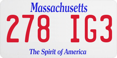 MA license plate 278IG3
