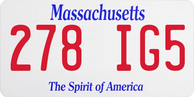 MA license plate 278IG5