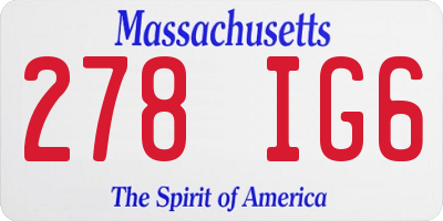 MA license plate 278IG6