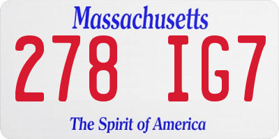 MA license plate 278IG7