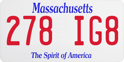 MA license plate 278IG8
