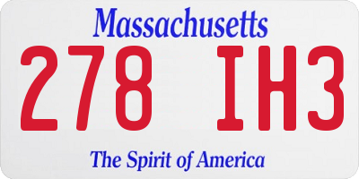 MA license plate 278IH3