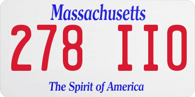 MA license plate 278II0
