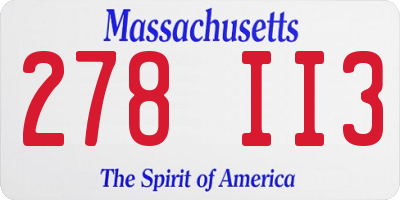MA license plate 278II3