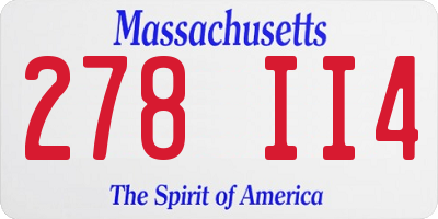 MA license plate 278II4