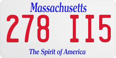 MA license plate 278II5