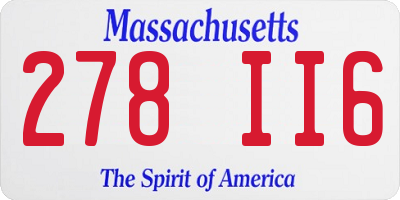 MA license plate 278II6