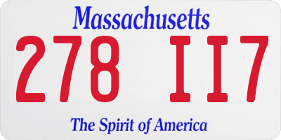MA license plate 278II7