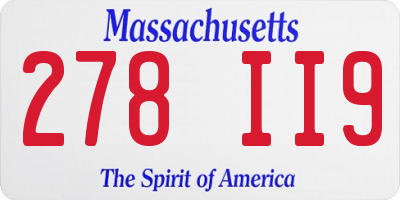 MA license plate 278II9