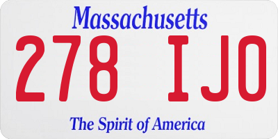 MA license plate 278IJ0