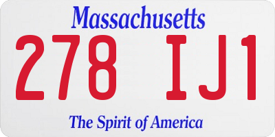 MA license plate 278IJ1