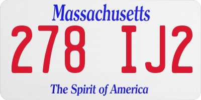 MA license plate 278IJ2