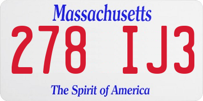 MA license plate 278IJ3