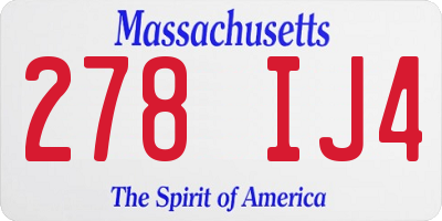 MA license plate 278IJ4