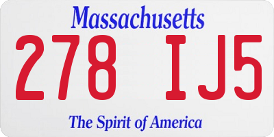 MA license plate 278IJ5