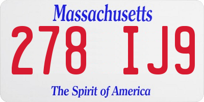 MA license plate 278IJ9
