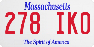MA license plate 278IK0