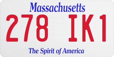 MA license plate 278IK1
