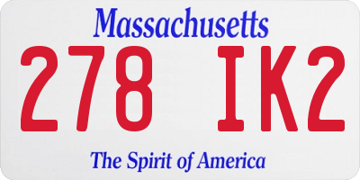 MA license plate 278IK2