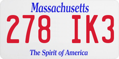 MA license plate 278IK3