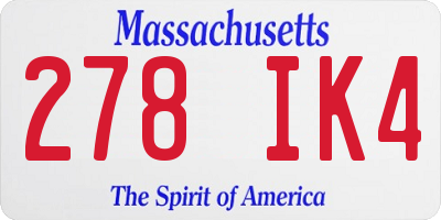 MA license plate 278IK4