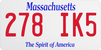 MA license plate 278IK5