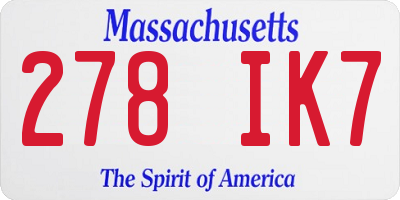 MA license plate 278IK7